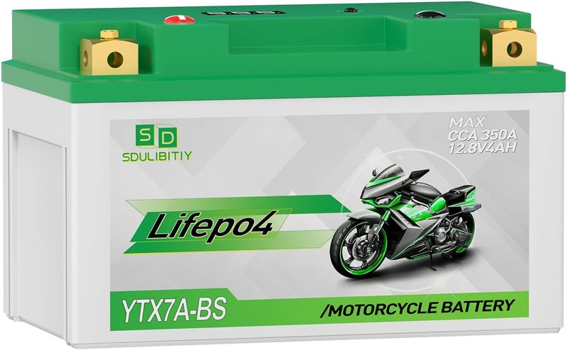 SDULIBITIY YTX7A-BS Lithium Motorcycle Battery 12.8V 4Ah 350CCA High Performance Lithium Powersports Battery with Smart BMS, Compatible Motorcycle, Scooter,ATV, UTV, Snowmobiles,4 Wheeler, and Generator Battery - Image 1